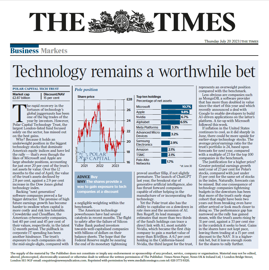 The Times: Technology remains a worthwhile bet
