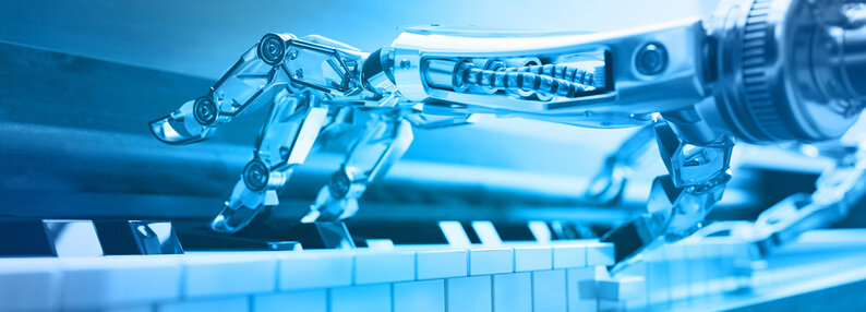 Robot playing a piano